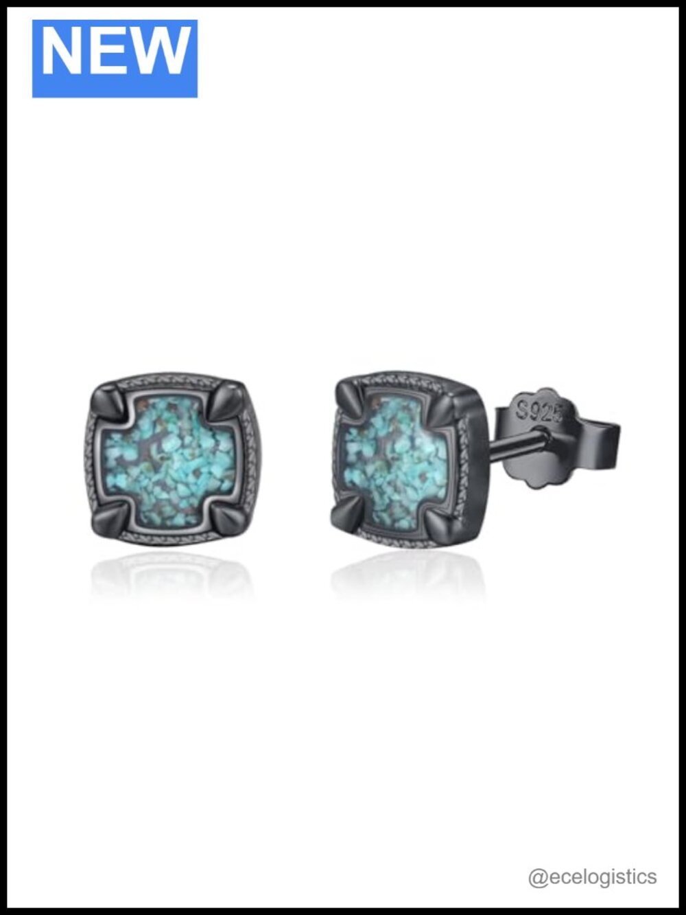 925 Sterling Silver Stud Earrings 8mm Square Push Back for Women Men